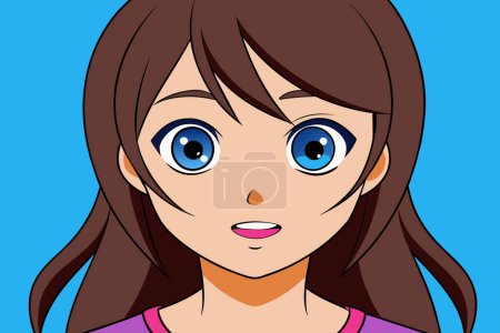 Illustration for Beautiful girl looking at the viewer, vector illustration - Royalty Free Image