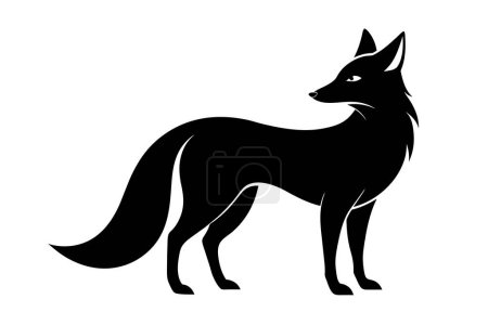 Téléchargez les illustrations : Icône Fox noir sur fond blanc. Silhouette renard - en licence libre de droit