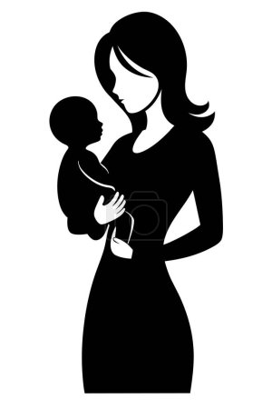Téléchargez les illustrations : Silhouette vecteur d'une mère tenant un bébé sur les mains - en licence libre de droit