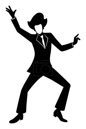Téléchargez les illustrations : Silhouette vectorielle d'un homme dansant disco. - en licence libre de droit