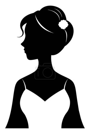 Illustration for Vector silhouette of a bride with a wedding hairstyle portrait - Royalty Free Image