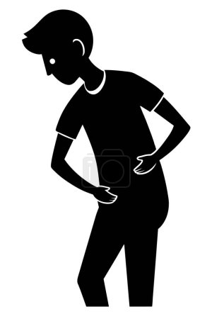 Téléchargez les illustrations : Vecteur silhouette homme mal d'estomac - en licence libre de droit