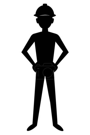 Téléchargez les illustrations : Vecteur de silhouette ingénieur debout sur fond blanc - en licence libre de droit