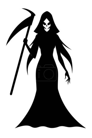 Illustration for Silhouette of Grim Reaper girl - Royalty Free Image