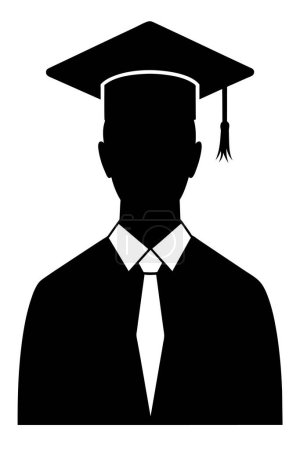 Illustration for Graduated man silhouette vector on white, education - Royalty Free Image