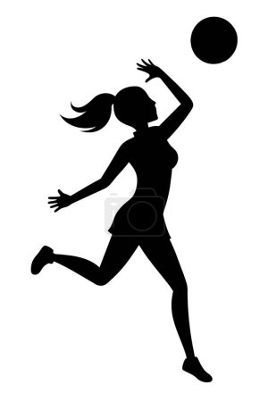 Illustration for Girl play volleyball silhouette - Royalty Free Image