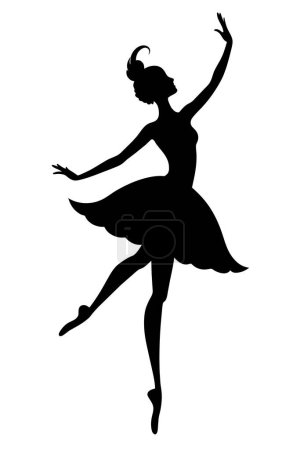 Illustration for Ballerina silhouette on white background. Vector ballet girl - Royalty Free Image