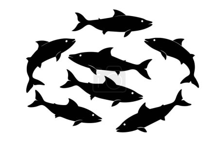 Téléchargez les illustrations : Illustration vectorielle de faisceau de silhouette de saumon - en licence libre de droit