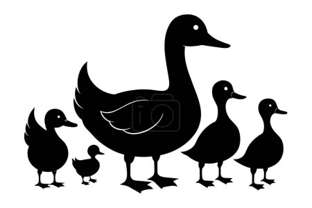 Téléchargez les illustrations : Illustration vectorielle silhouette collection canard - en licence libre de droit