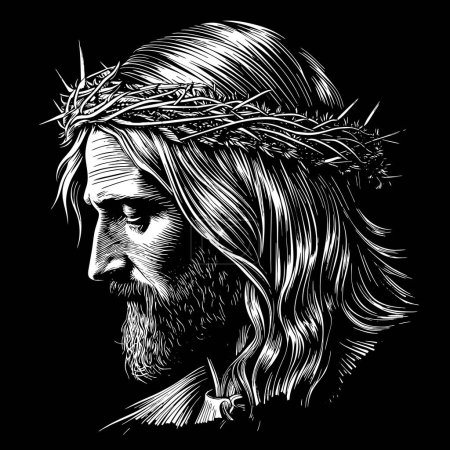 Téléchargez les illustrations : Jésus portant une couronne d'épines - en licence libre de droit