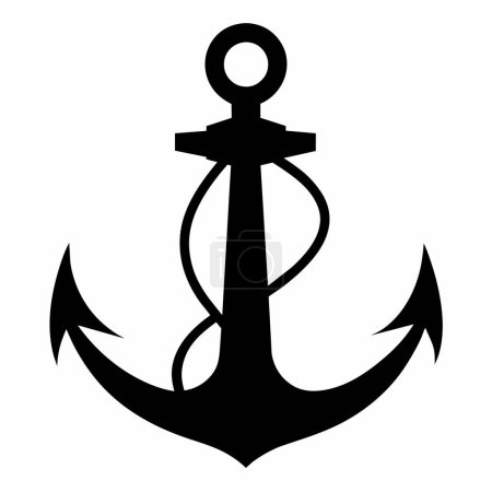 Illustration for A black silhouette of an anchor on a white background - Royalty Free Image