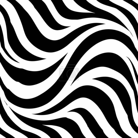 Illustration for A zebra print pattern with black and white stripes. The pattern is very intricate and has a lot of detail. The stripes are very close together, creating a sense of movement and energy - Royalty Free Image
