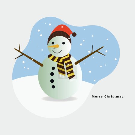 Frohe Schneemannfigur in frohe Weihnachten Vektor Illustration