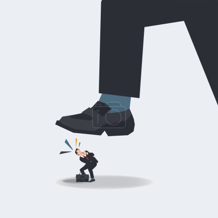 Illustration for Businessman looking up want to be stepped on vector illustration. Under pressure in career or business concept - Royalty Free Image