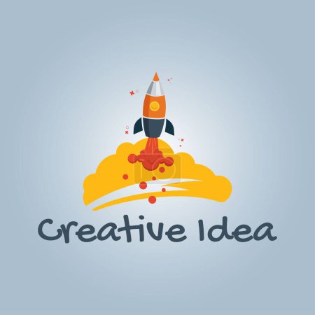 Ilustración de Idea creativa vuelo cohete diseño vector ilustración - Imagen libre de derechos