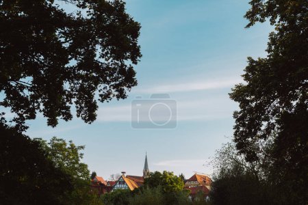 Téléchargez les photos : Vue sur la cathédrale et le château dans la vieille ville de Frieberg am Neckar, Baden-Wurtemberg, Allemagne. antique ville européenne ciel champ - en image libre de droit