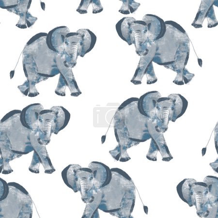 Téléchargez les photos : Seamless pattern with elephants Design with textured animals - en image libre de droit
