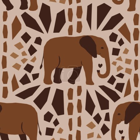 Foto de Patrón sin costura vectorial en estilo étnico con elefantes - Imagen libre de derechos