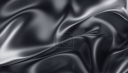 Photo for Abstract 3d render, silver background design, wavy surface - Royalty Free Image
