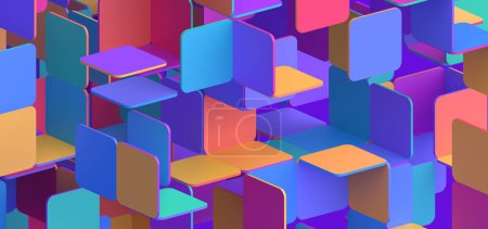 Photo for Abstract 3d render, colorful geometric background design - Royalty Free Image