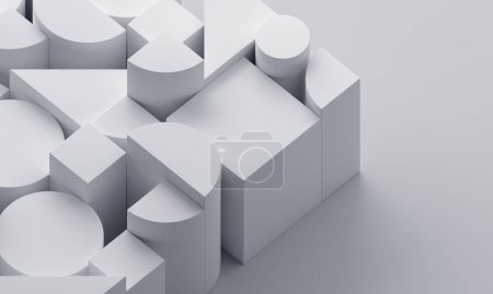 Foto de Composición geométrica abstracta, diseño de fondo blanco, renderizado 3d - Imagen libre de derechos