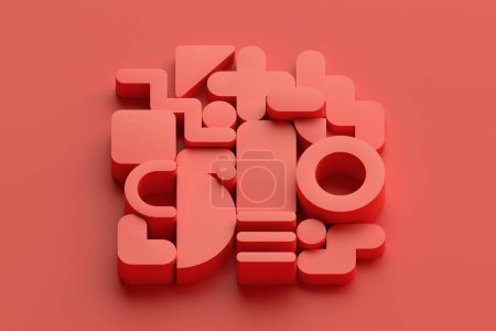 Foto de Diseño de fondo abstracto, composición roja con formas geométricas - Imagen libre de derechos