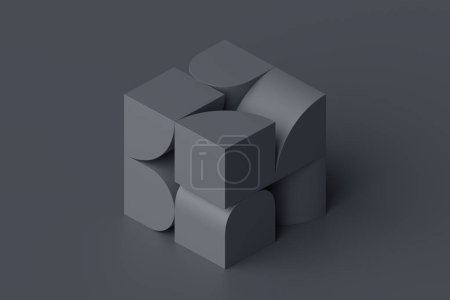 Foto de Renderizado 3d abstracto, forma de cubo negro, diseño geométrico - Imagen libre de derechos