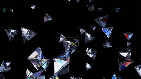 Foto de Diseño de fondo oscuro, formas de vidrio abstracto, 3d render - Imagen libre de derechos