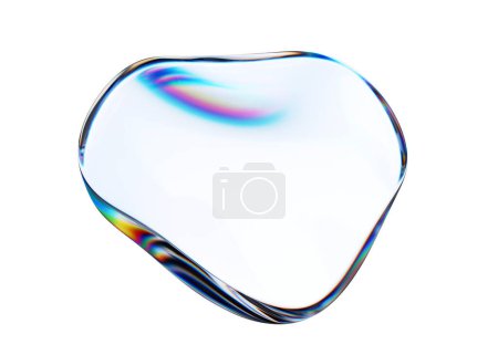 Foto de Forma iridiscente abstracta, círculo de vidrio ondulado, renderizado 3d - Imagen libre de derechos