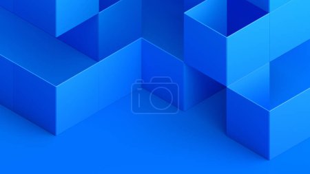 Foto de Renderizado 3d abstracto, fondo geométrico azul, diseño minimalista - Imagen libre de derechos