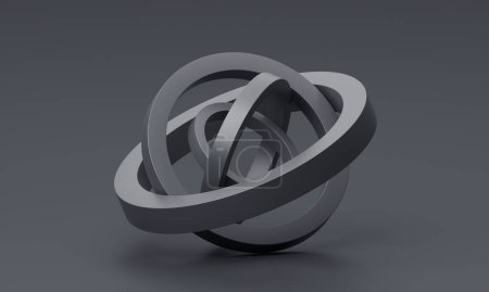 Foto de Renderizado 3d abstracto, diseño geométrico con anillos grises - Imagen libre de derechos