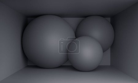 Foto de Diseño de fondo minimalista abstracto con esferas negras - Imagen libre de derechos