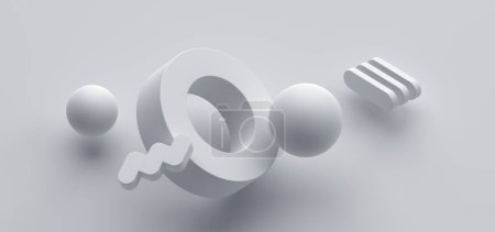 Foto de Composición geométrica abstracta, diseño de fondo blanco, renderizado 3d - Imagen libre de derechos