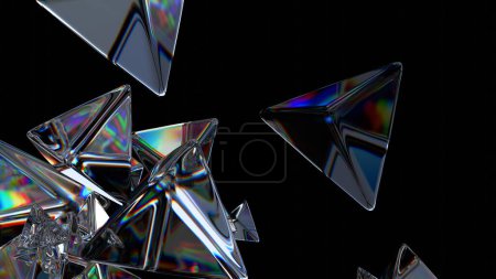 Foto de Diseño de fondo oscuro, formas de vidrio abstracto, 3d render - Imagen libre de derechos