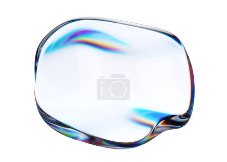 Foto de Forma iridiscente abstracta, círculo de vidrio ondulado, renderizado 3d - Imagen libre de derechos