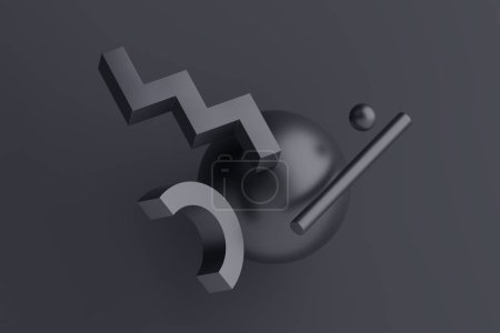 Foto de Representación 3d abstracta, composición geométrica minimalista negra - Imagen libre de derechos