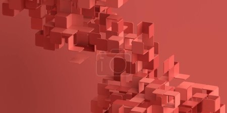 Foto de Renderizado 3d abstracto, diseño de fondo geométrico rojo - Imagen libre de derechos