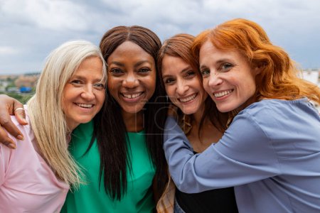 Photo for Portrait group friends multigeneration - women of different ages multiracial - - Royalty Free Image