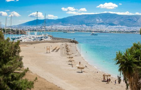 Photo for Sandy beach on Piraeus city, Marina Zeas, Greece - Royalty Free Image