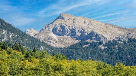 Téléchargez les photos : Vue du paysage du sommet de la montagne sur le lac Doxa i dans l'ancienne Feneos de Corinthe. Grèce - en image libre de droit