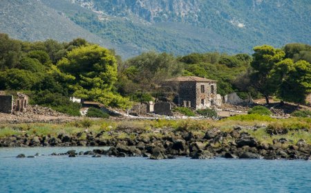 Photo for Old stone house on a greek small island, Lihadonisia islands, Greece - Royalty Free Image