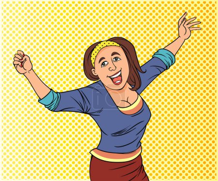 Photo for Good mood woman excited happy. hand drawn retro pop art style vector design illustration. - Royalty Free Image