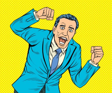 Photo for The young businessman was excited and surprised. Hand drawn style vector design illustration. Retro pop art. - Royalty Free Image