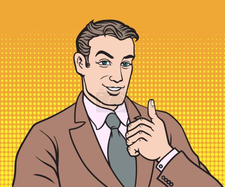 Photo for Emotional illustrations businessman thumbs up. pop art retro hand drawn style vector design. - Royalty Free Image