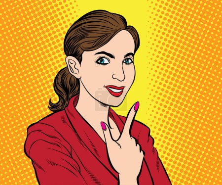 Photo for Happy smiling woman. pop art retro hand drawn style vector design illustration. - Royalty Free Image