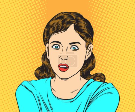 Photo for Scared woman, frightened, shocked. Pop art retro illustration comic style Vector. - Royalty Free Image
