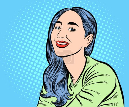 Photo for Happy smiling woman. pop art retro hand drawn style vector design. - Royalty Free Image