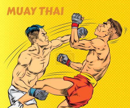 Photo for Muay Thai, Thai boxing, martial arts. Vector illustration. Pop art retro comic. - Royalty Free Image