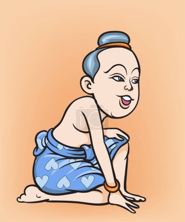 Photo for Thai traditional dance, Thai children, Thai cartoons. pop art retro hand drawn style vector design illustration. - Royalty Free Image
