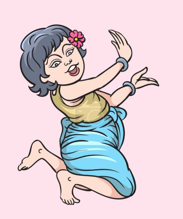 Photo for Thai traditional dance, Thai children, Thai cartoons. pop art retro hand drawn style vector design illustration. - Royalty Free Image